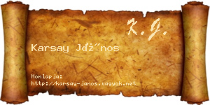 Karsay János névjegykártya