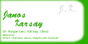 janos karsay business card